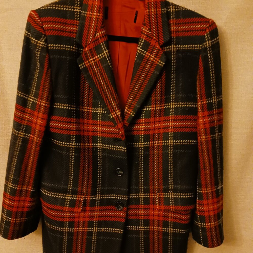 Vintage Ellen Tracy Wool/Cashmere Plaid Blazer Sz 6
